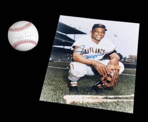 WILLIE MAYS SIGNED BASEBALL AND PHOTOGRAPH